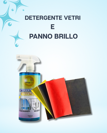 kit Detergente vetri+ Panno brillo 3+1